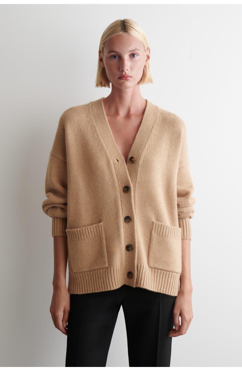 COS Oversized Merino Wool Cardigan, Main, color, Oatmeal Mélange
