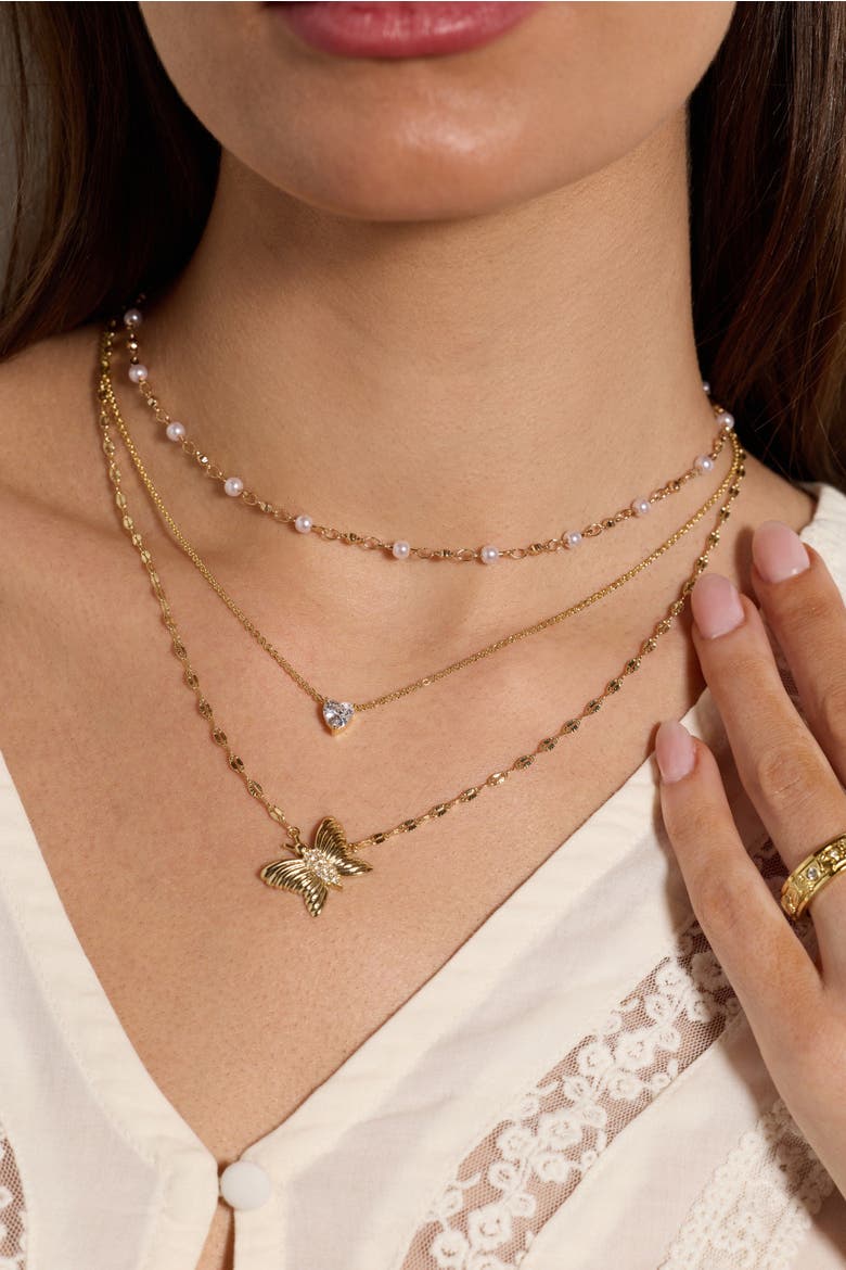 Festival Stranded Butterfly necklace, Alternate, color, Gold