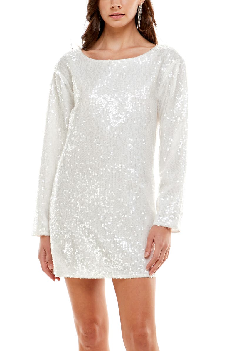 WAYF Bonnie Sequin Long Sleeve Minidress, Alternate, color, 