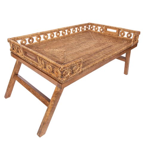 Artifacts Rattan Inna Design Breakfast Tray with Wooden Legs