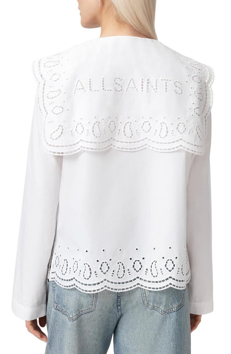 AllSaints Marie Openwork Detail Button-Up Shirt, Alternate, color, 