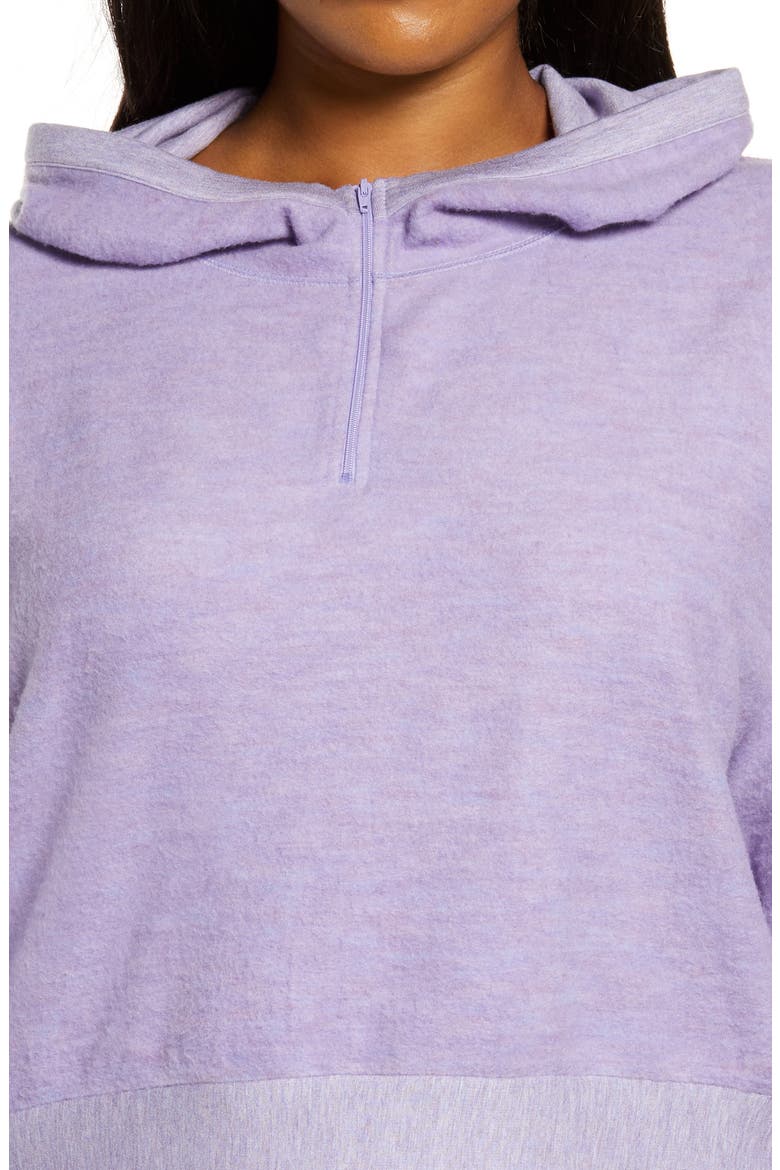 Half Zip Fleece Hoodie, Alternate, color, PURPLE SHEER HEATHER