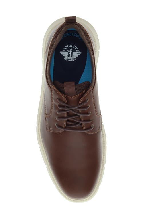 Dockers Mens Trine Slip Resistant Work Casual Lace Up Oxford Shoe In Dark Tan