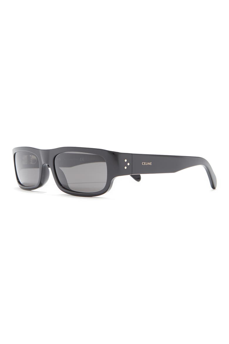 56mm Rectangular Sunglasses, Alternate, color, SHINY BLACK / SMOKE