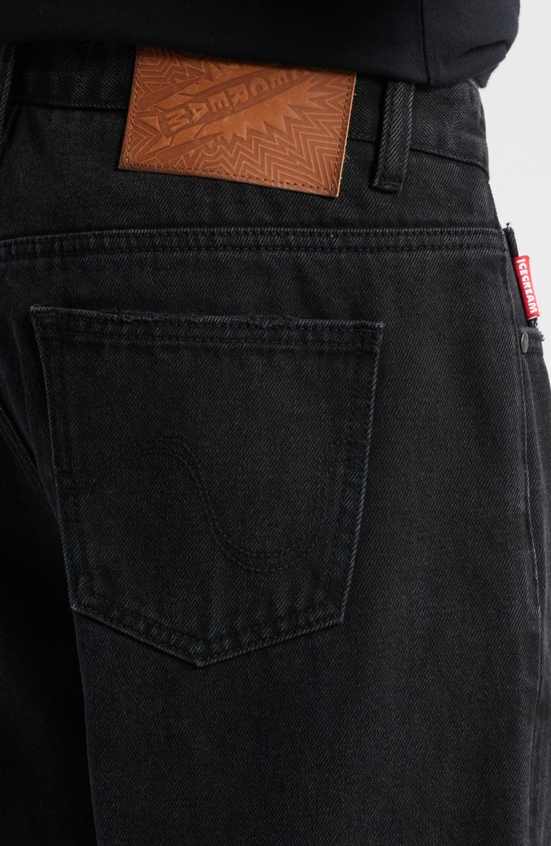 ICECREAM Vanilla Fit Black Cherry Running Dog Appliqué Jeans, Alternate, color, Black Caramel