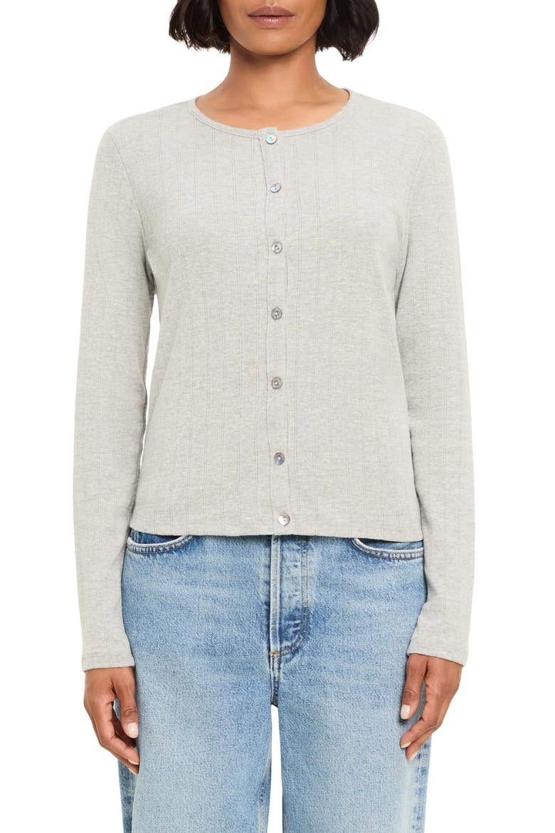 Mackenzie Pointelle Cardigan, Main, color, HEATHER GREY