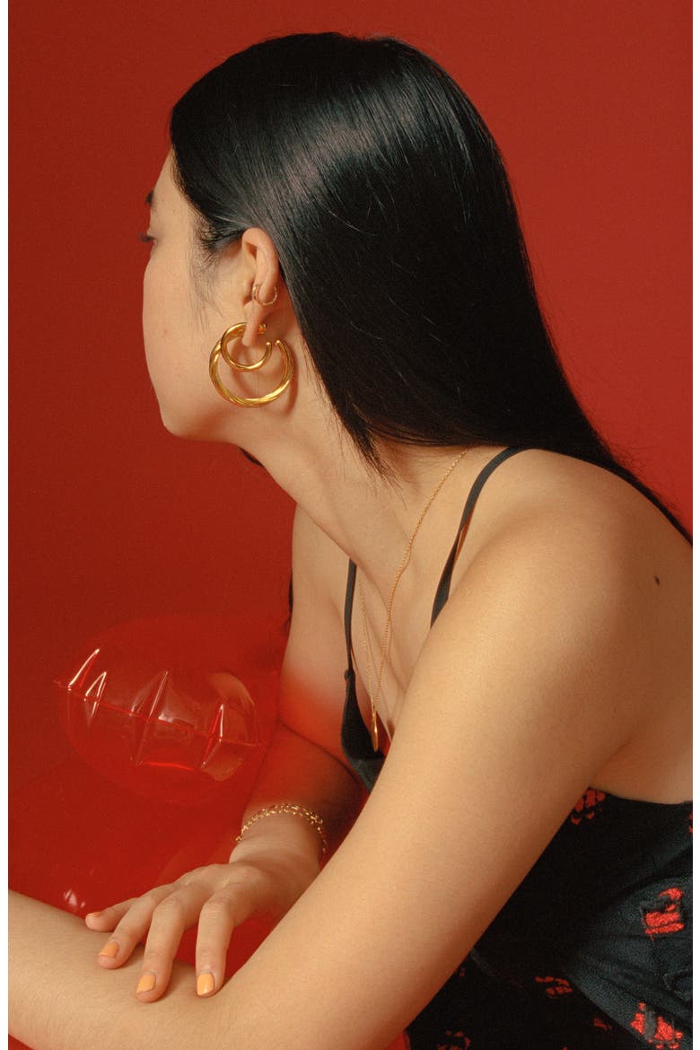 Disruption Hoop Earring, Alternate, color, HIGH POLISHED GOLD