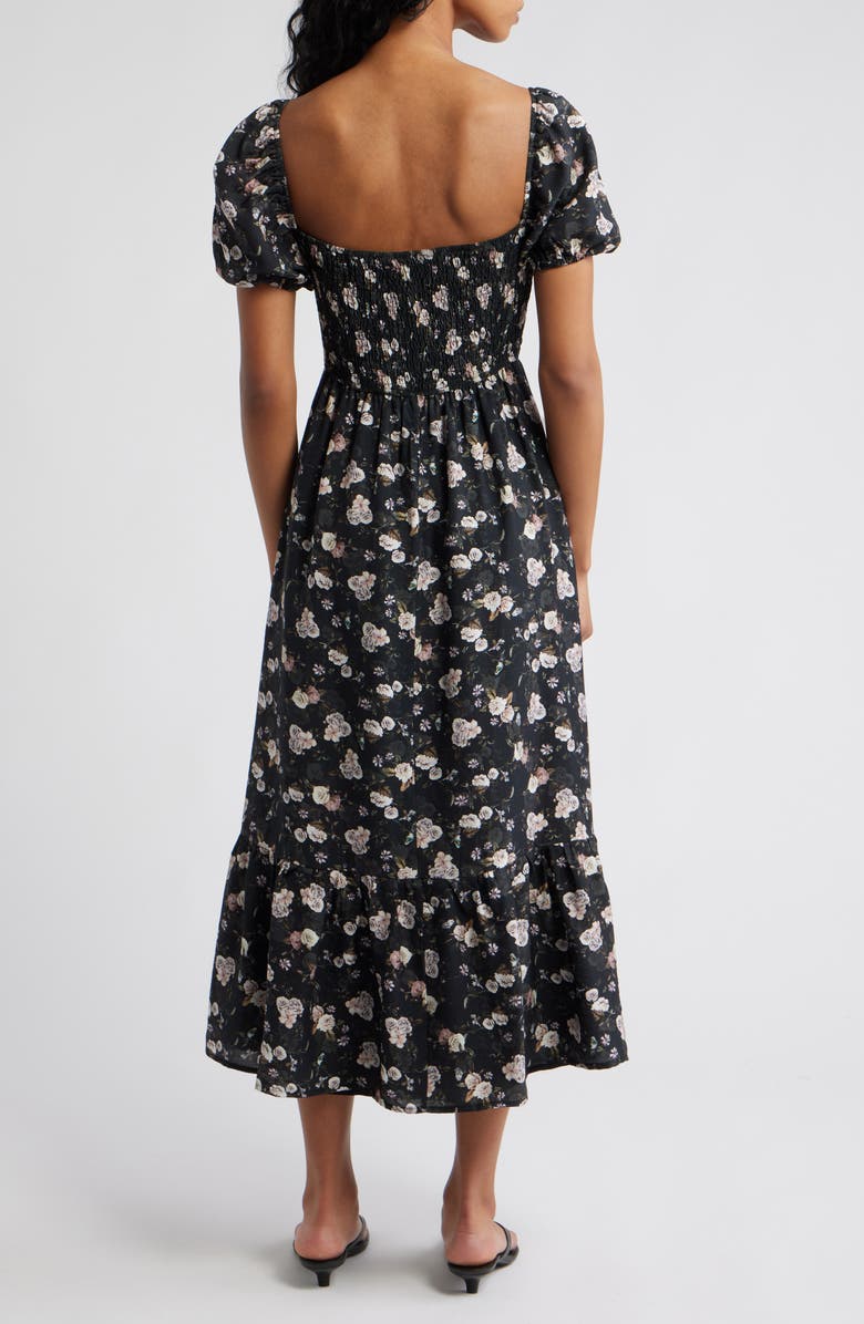 Petal & Pup Cecelia Floral Puff Sleeve Maxi Dress, Alternate, color, Black Floral
