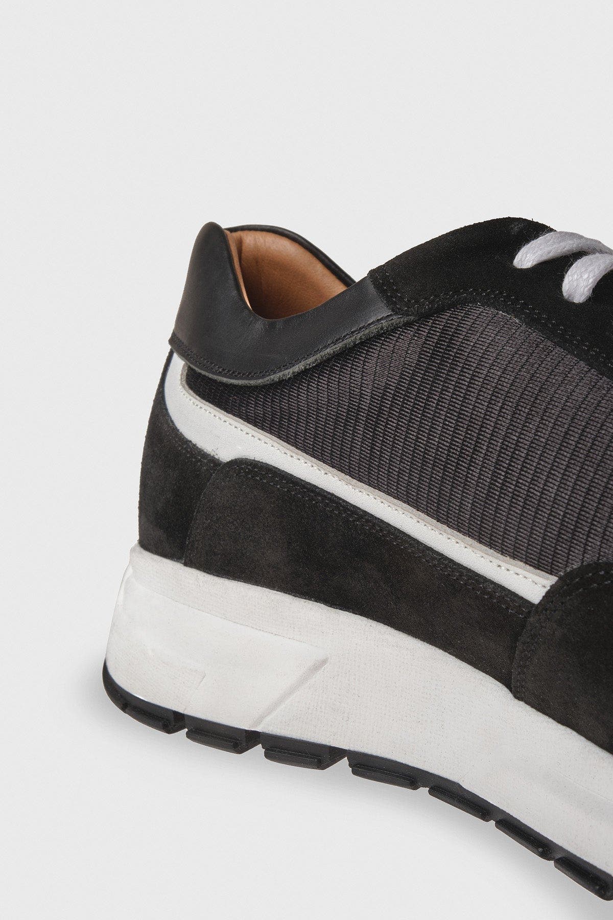 Furniq UK Genuine Leather Men's Shoes, Black Suede with White Analine Detail, Alternate, color, 