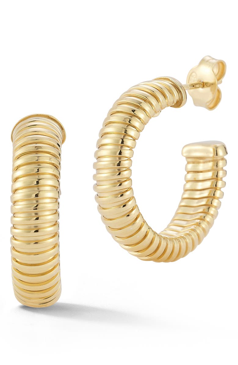 CHLOE AND MADISON Rib Hoop Earrings, Main, color,