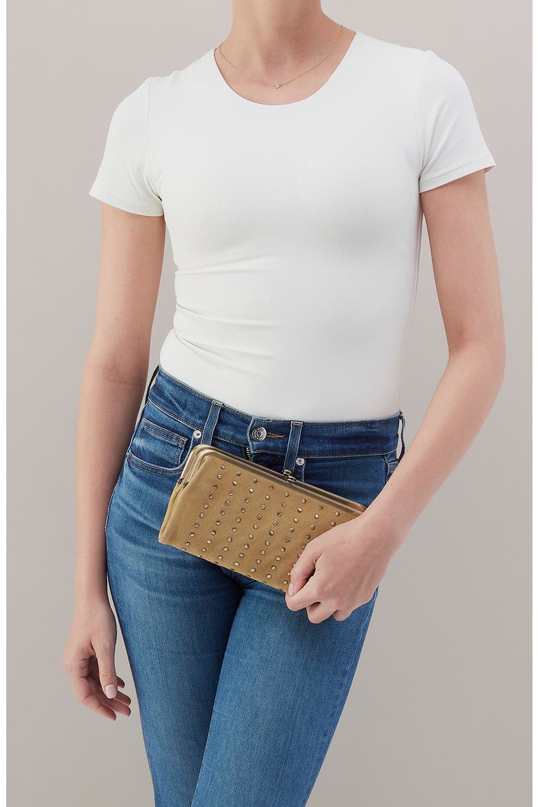 Lauren Leather Double Frame Clutch, Alternate, color, TWILIGHT FERN