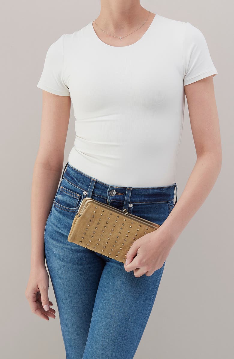 HOBO Lauren Leather Double Frame Clutch, Alternate, color, Twilight Fern