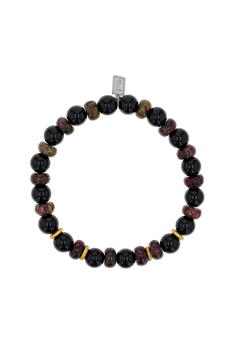 Mr Lowe Onyx & Ruby Zoisite Mix Bracelet with Brass Spacers, Alternate, color, Onyx