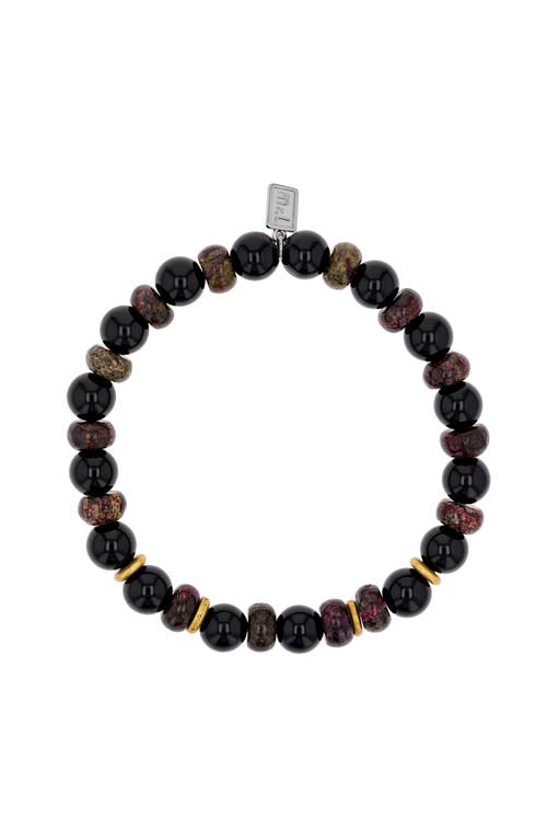 MR LOWE BY SHERYL LOWE MR LOWE BY SHERYL LOWE MR LOWE ONYX & RUBY ZOISITE MIX BRACELET WITH BRASS SPACERS 