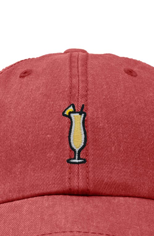 Dalix Pina Colada Embroidered Dad Cap In Washed Red