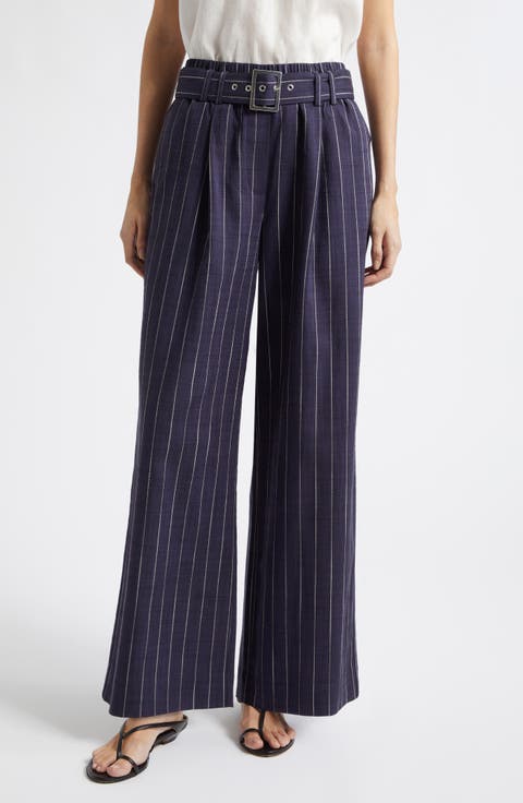 Rae Stripe Belted Wide Leg Pants
