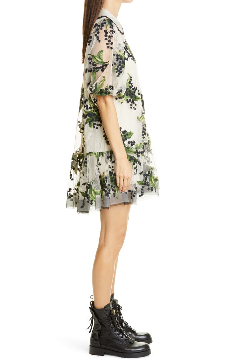 RED Valentino Floral Embroidered Tulle Dress, Alternate, color, 