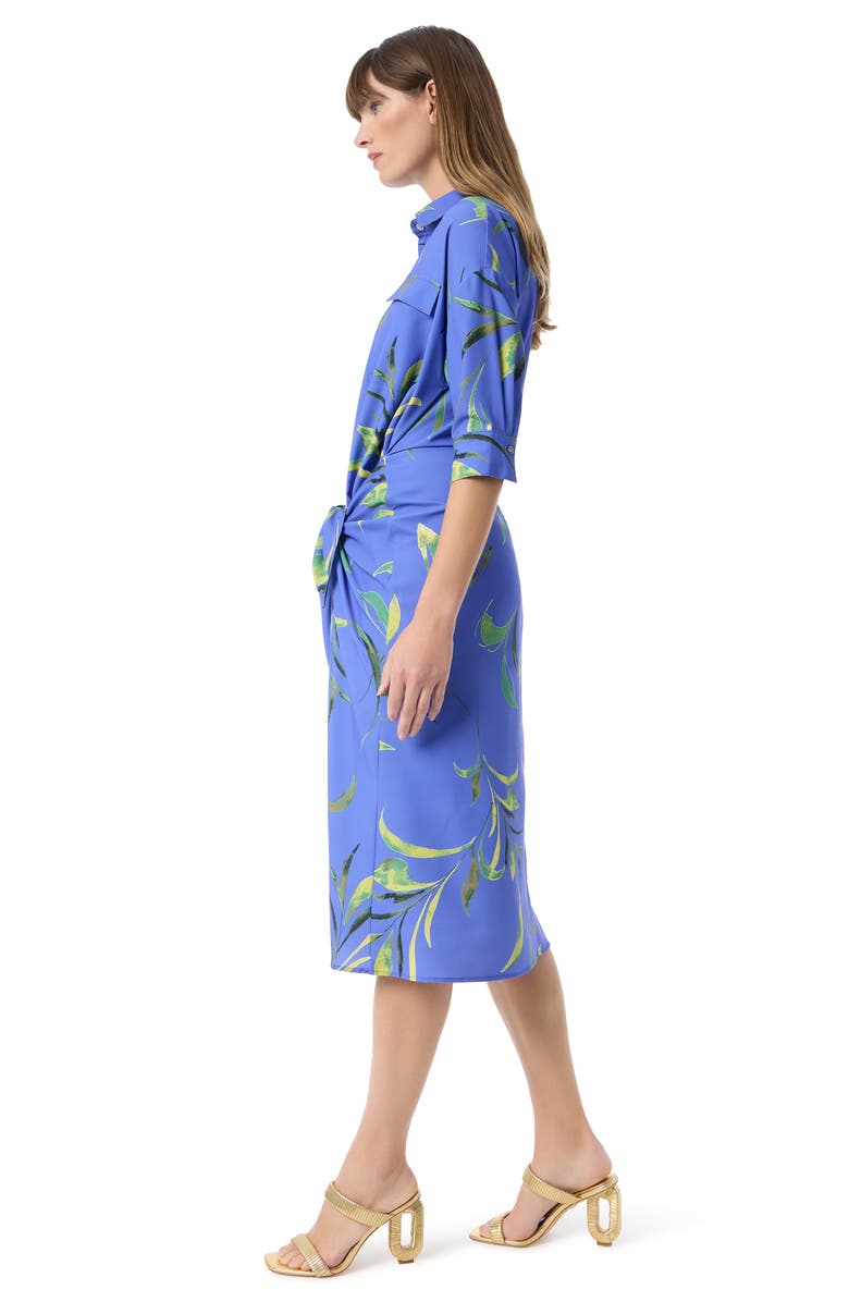 DO by Dee Ocleppo Bobbi Floral Stretch Cotton Midi Shirtdress, Alternate, color, Baja Blue- Tossed Leaves