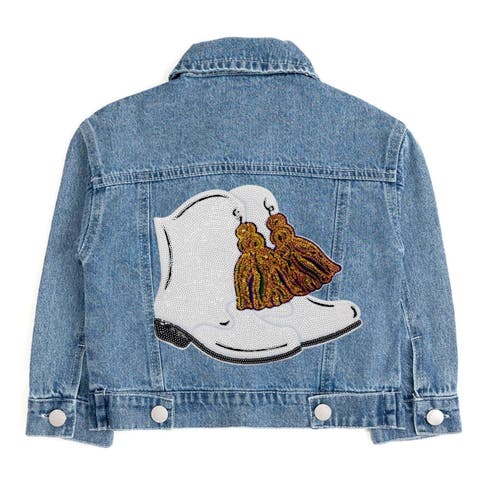 Mardi Boots Sequin Patch Denim Jacket (Toddler, Little Kid & Big Kid)