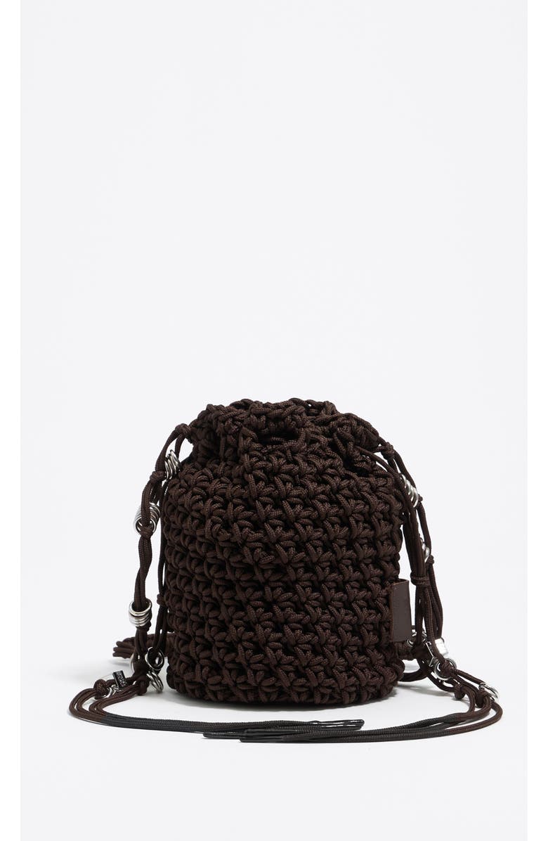 Bimba y Lola Plaited Mini Bucket Bag, Main, color, Brown
