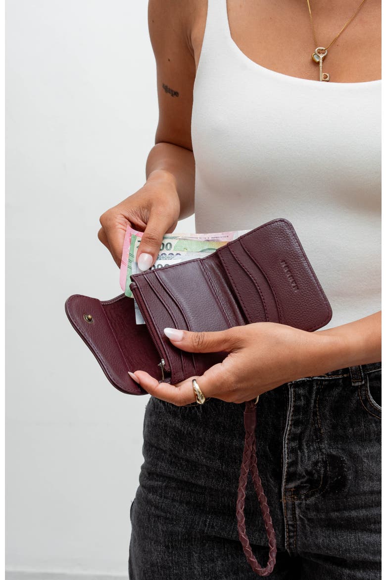 Leather Trifold Wallet, Alternate, color, Burgundy
