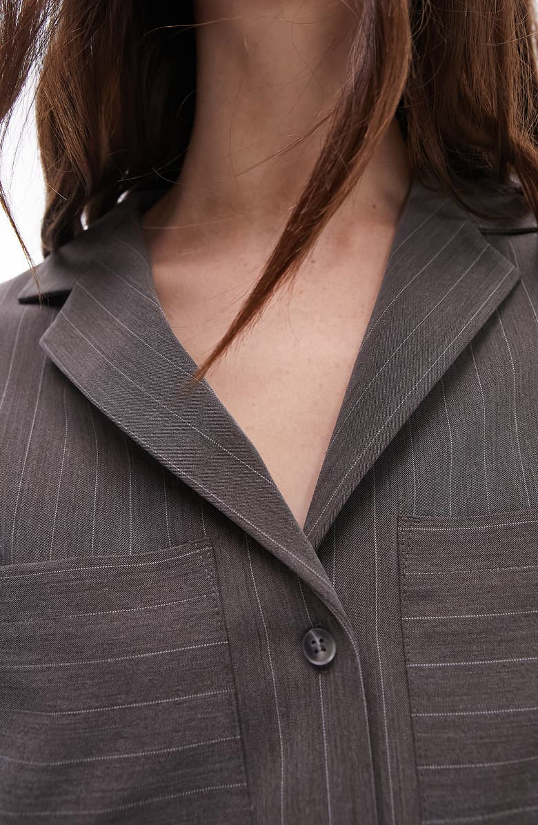 Topshop Pinstripe Short Sleeve Button-Up Shirt, Alternate, color, 