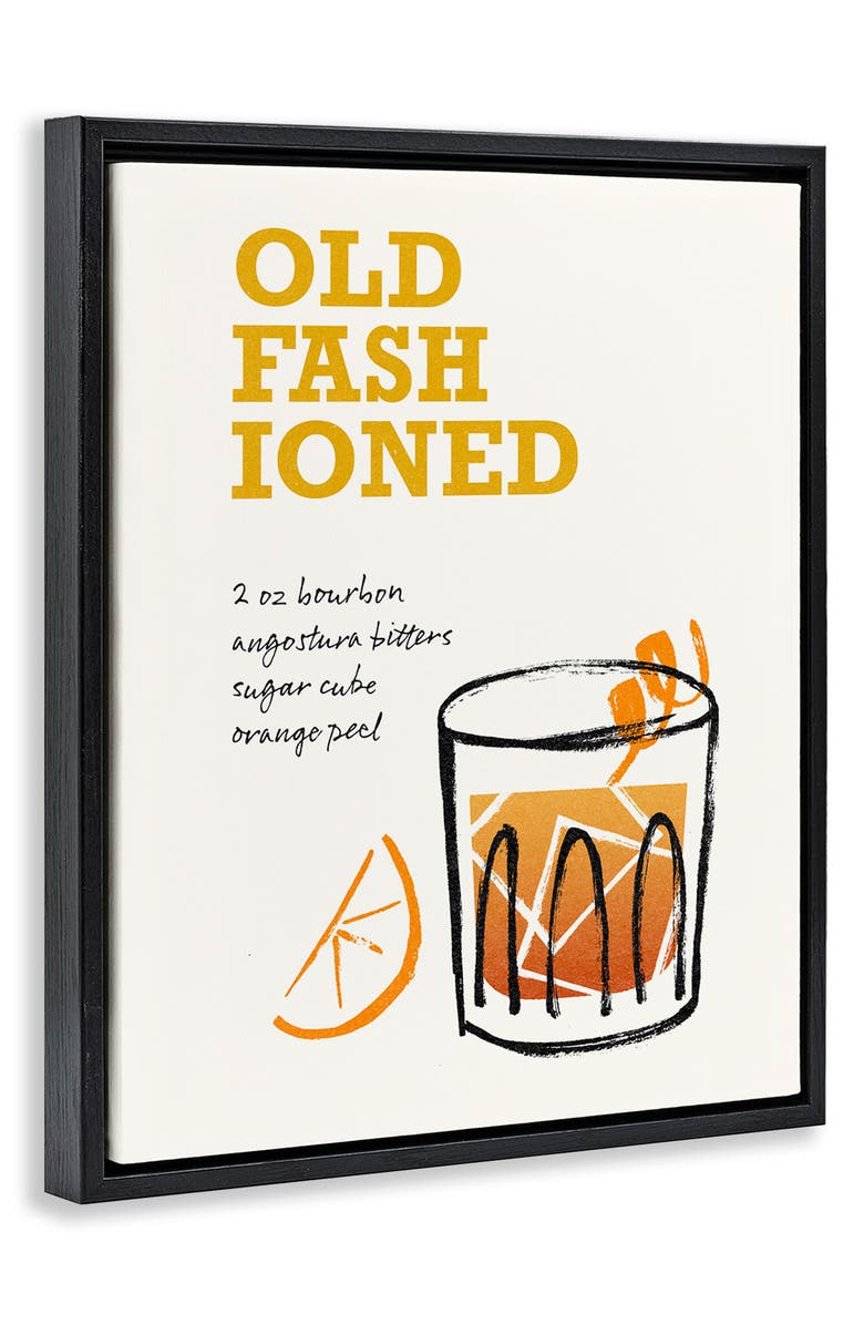 Stupell Industries Old Fashioned Recipe Framed Canvas Wall Art, Alternate, color, Orange