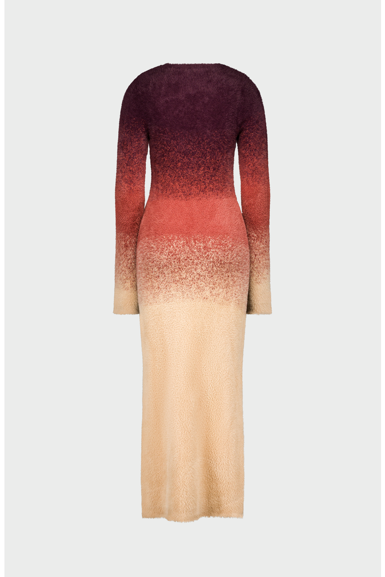 Gradient Knit Dress, Alternate, color, Burgundy To Peach