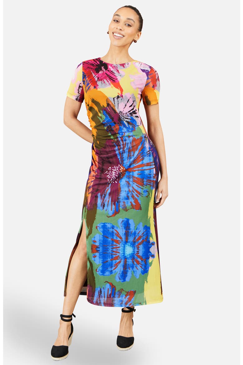 Abstract Floral Mesh Maxi Dress, Alternate, color, Multi