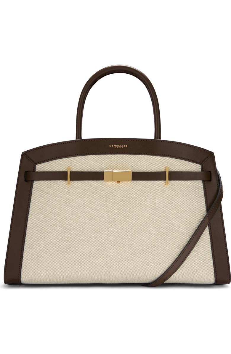 DeMellier The Midi Hudson Canvas & Leather Top Handle Bag, Main, color, Saltpr/ Mocha