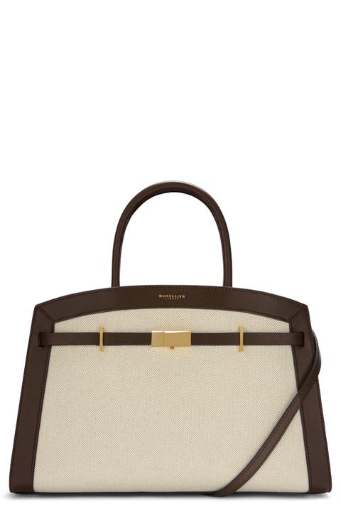 The Midi Hudson Canvas & Leather Top Handle Bag