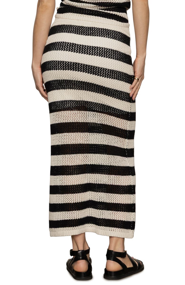 Sanctuary Stripe Crochet Maxi Sweater Skirt, Alternate, color, Black/ Chalk Stripe