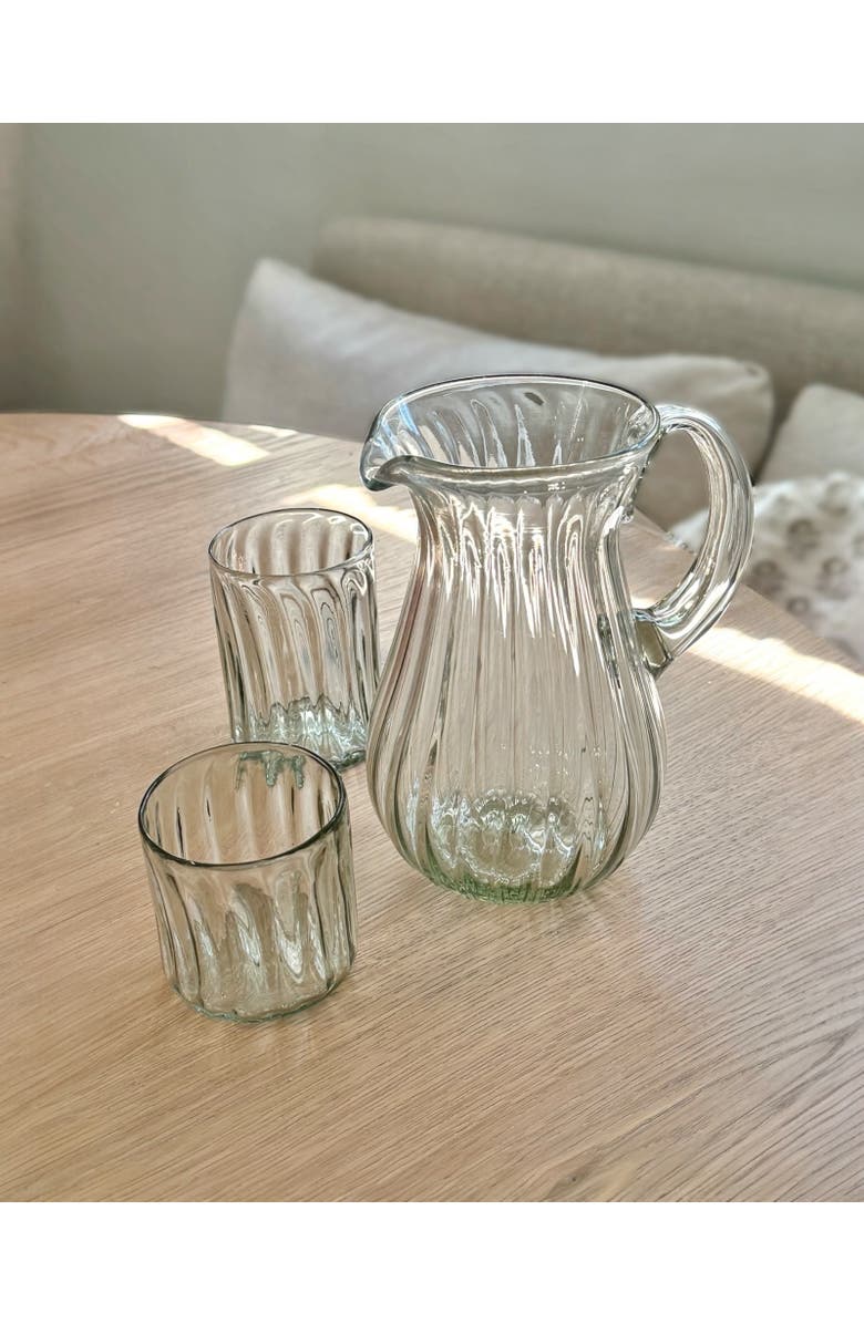 Villa Lua Home Handblown Fluted Pitcher, Alternate, color, Black