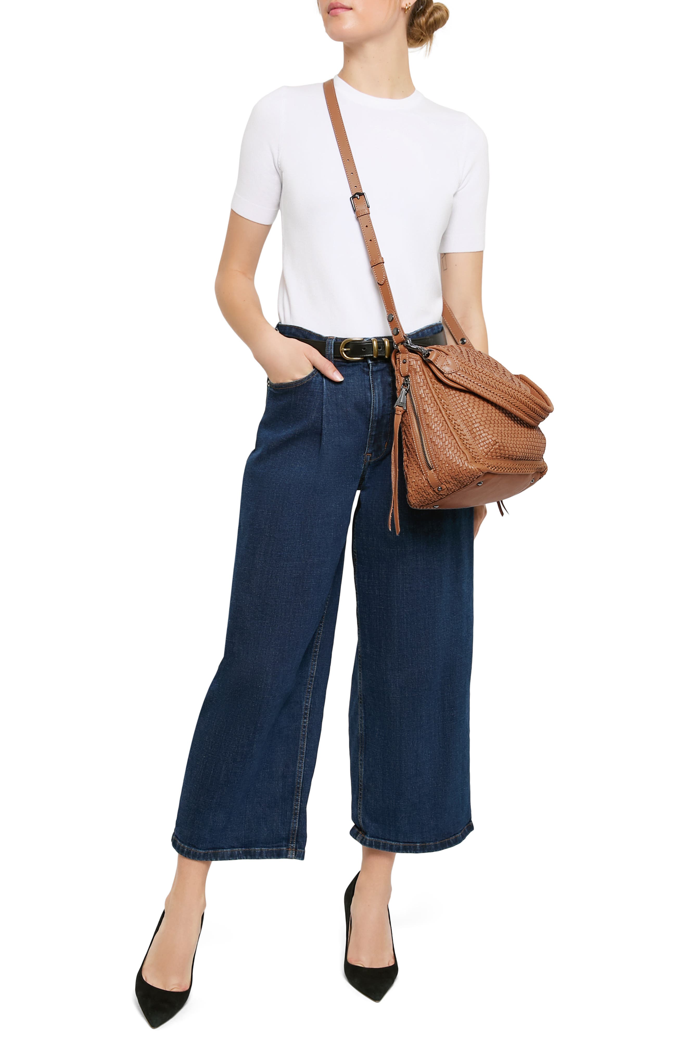 AIMEE All For Love Woven Leather Shoulder Bag, Alternate, color, Vachetta