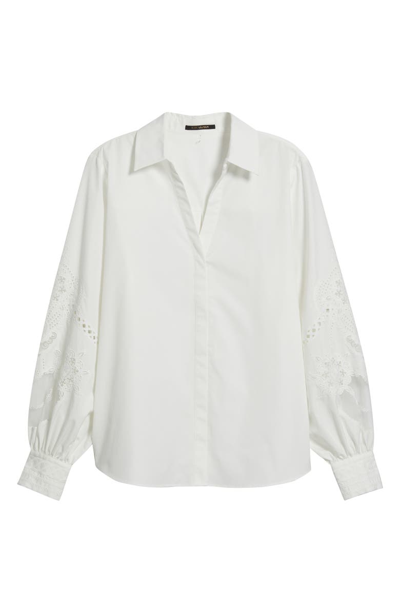 KOBI HALPERIN Calla Lace Accent Button-Up Shirt, Alternate, color, White