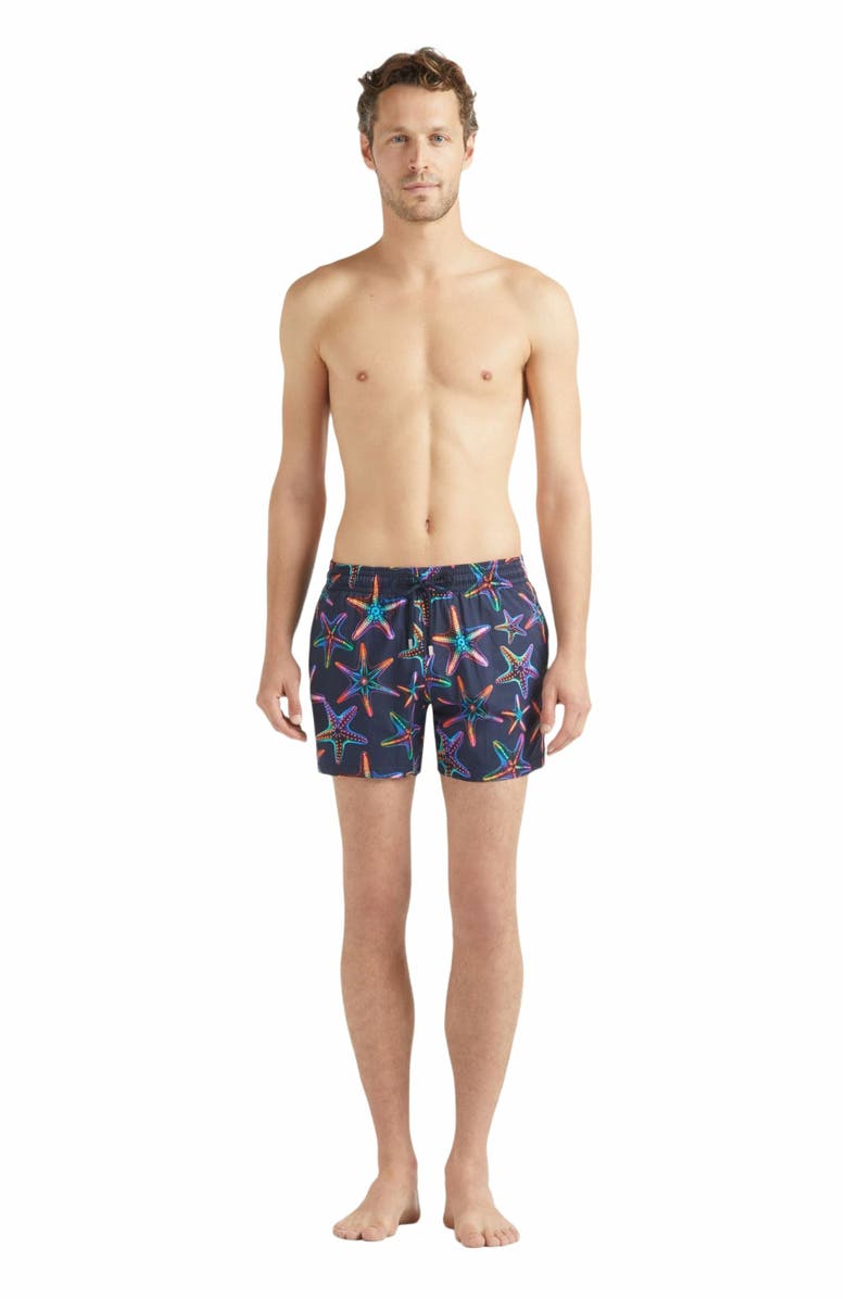 Vilebrequin Men's Disco Stars Stretch Short Swim Shorts, Main, color, Bleu Marine