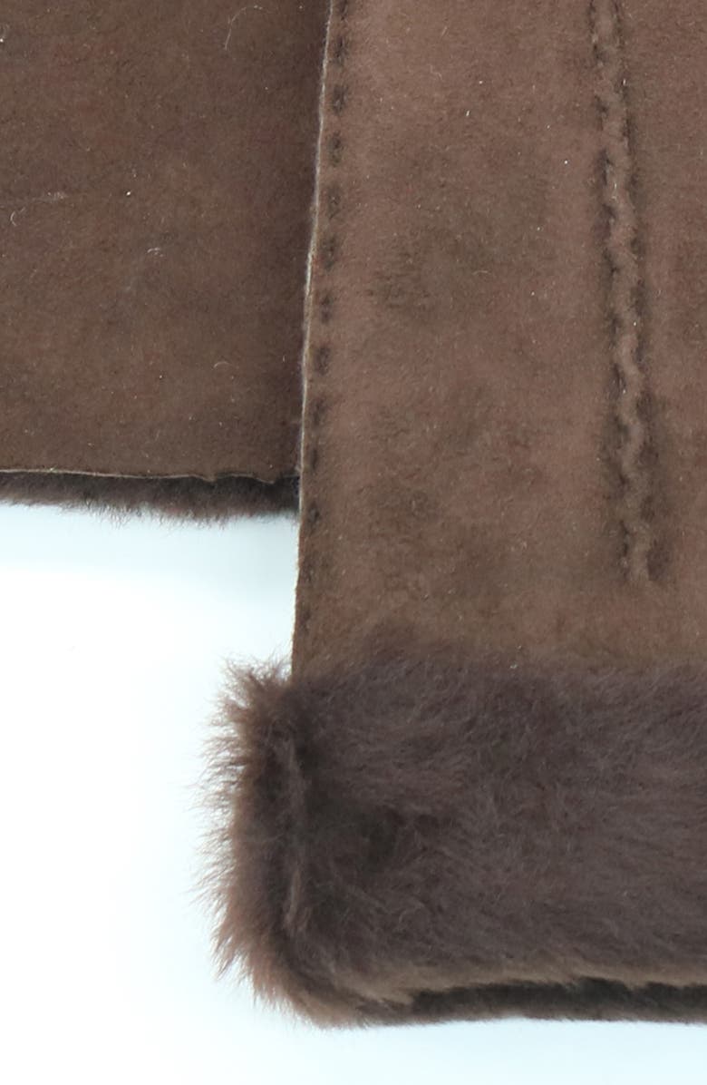 Portolano Genuine Shearling Trimmed Gloves, Alternate, color, Brown