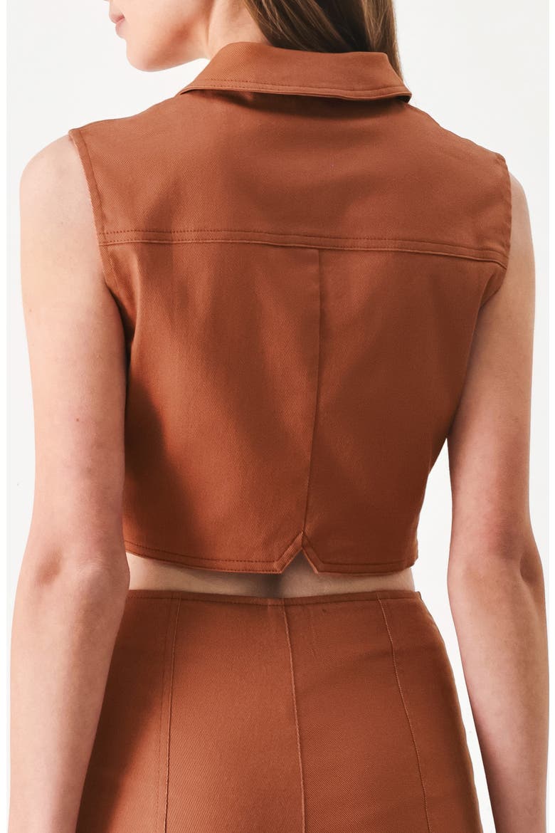Cropped Button-Up Shirt, Alternate, color, TERRACOTTA