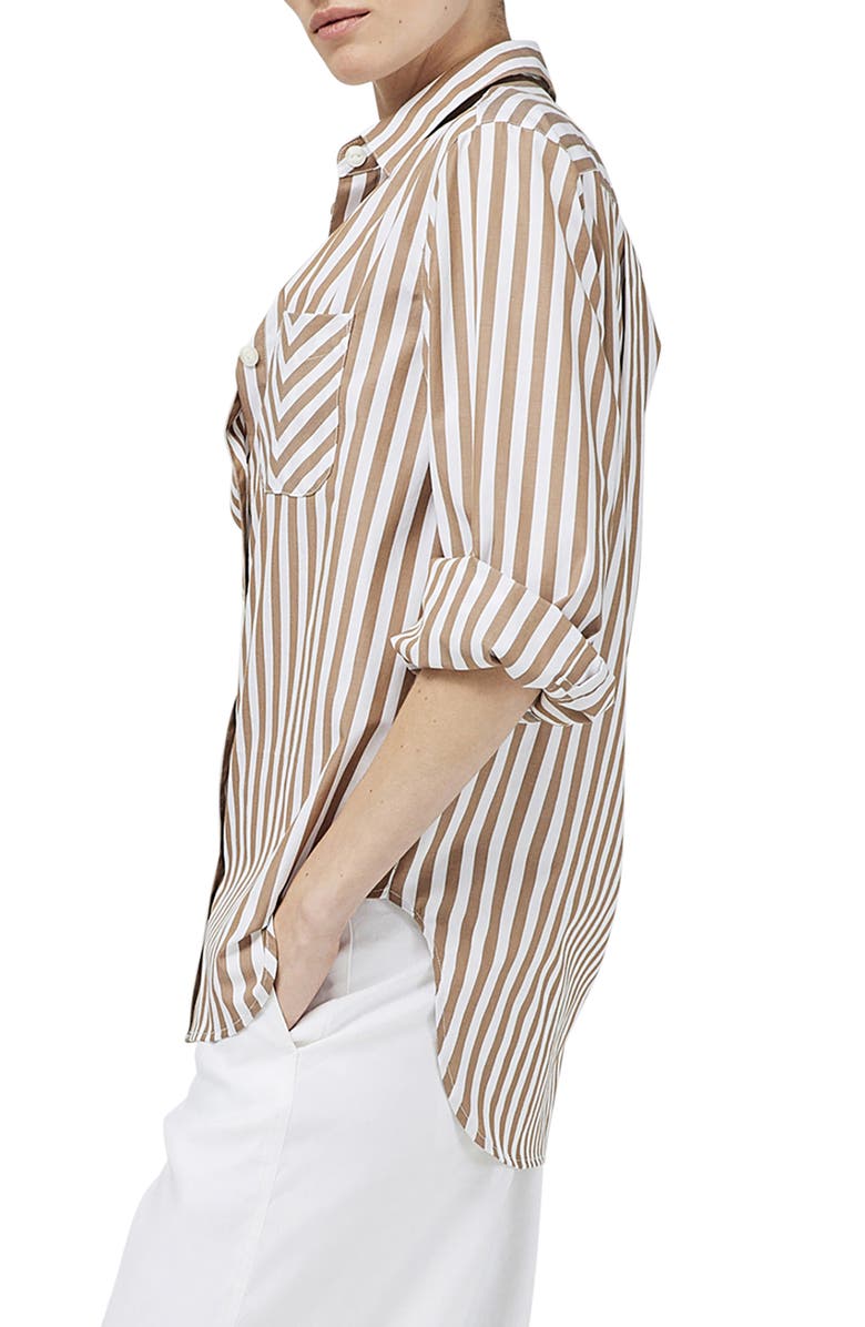 rag & bone Maxine Stripe Cotton Button-Up Shirt, Alternate, color, Brown Stripe