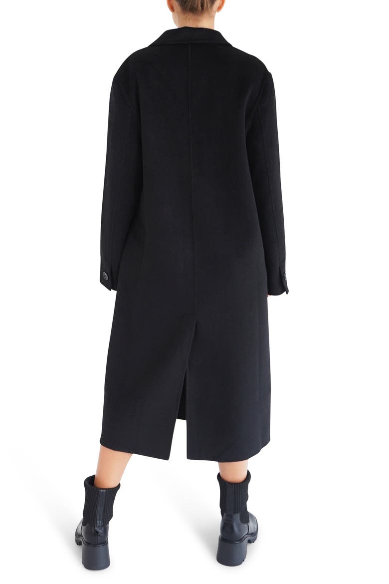 Right There Side Tie Wool Blend Coat, Alternate, color, BLACK
