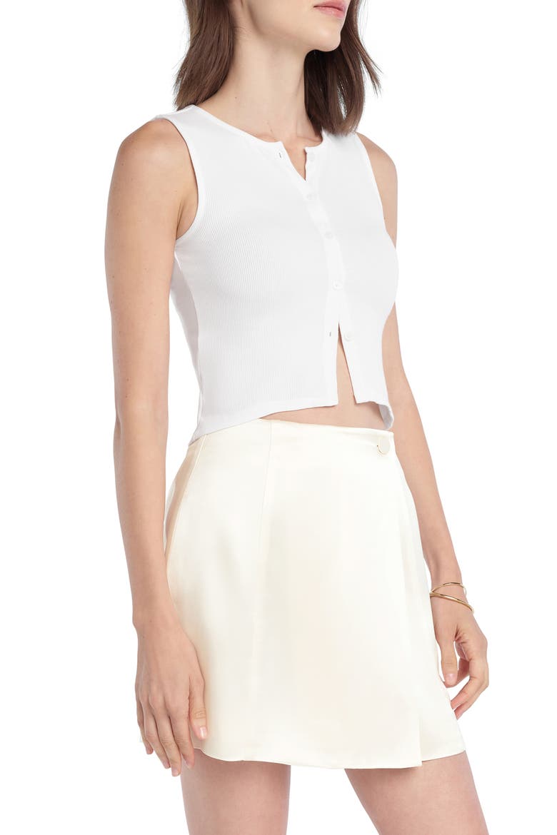 The Dalia Rib Button Front Crop Top, Alternate, color, WHITE