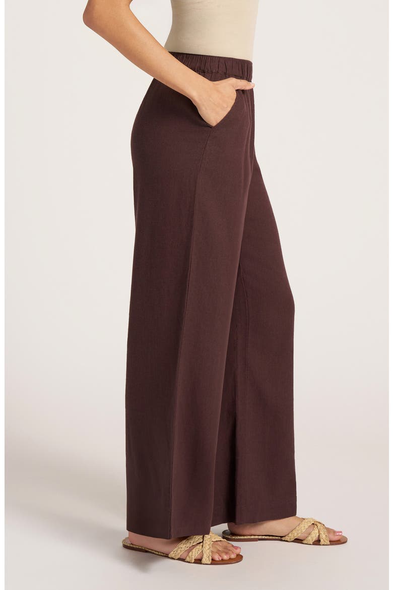 Seraphine Wide Leg Linen Blend Pants, Alternate, color, CHOCOLATE
