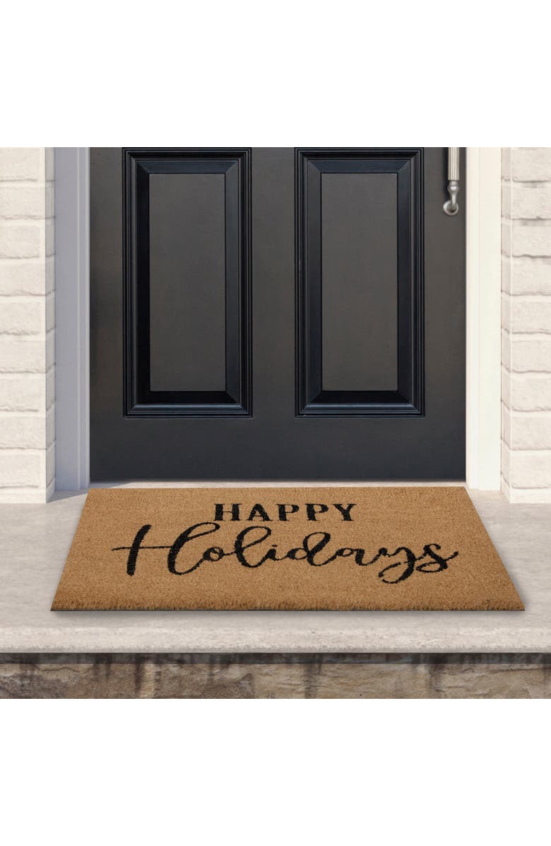 Northlight Natural Coir "Happy Holidays" Christmas Doormat 18" x 30", Alternate, color, 