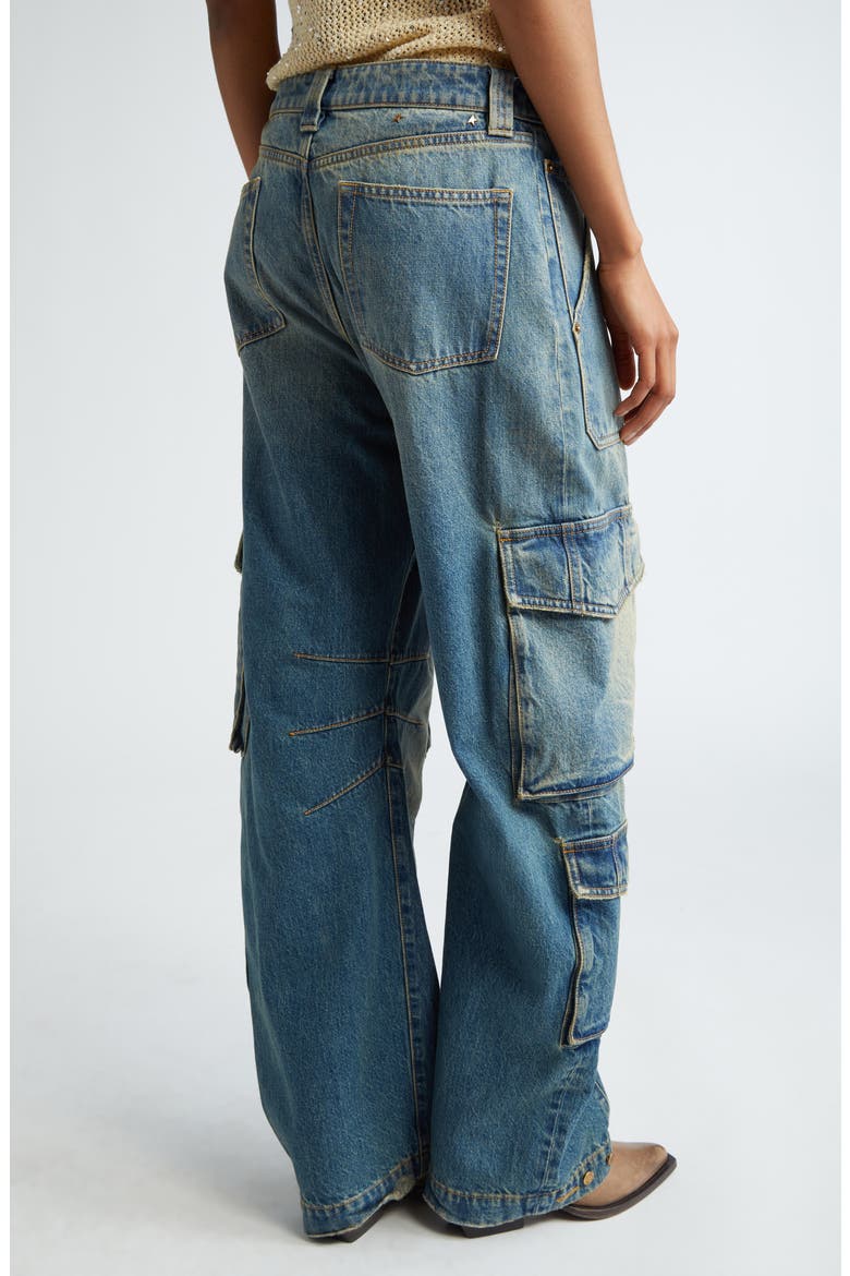 Distressed Wide Leg Cargo Jeans, Alternate, color, BLUE