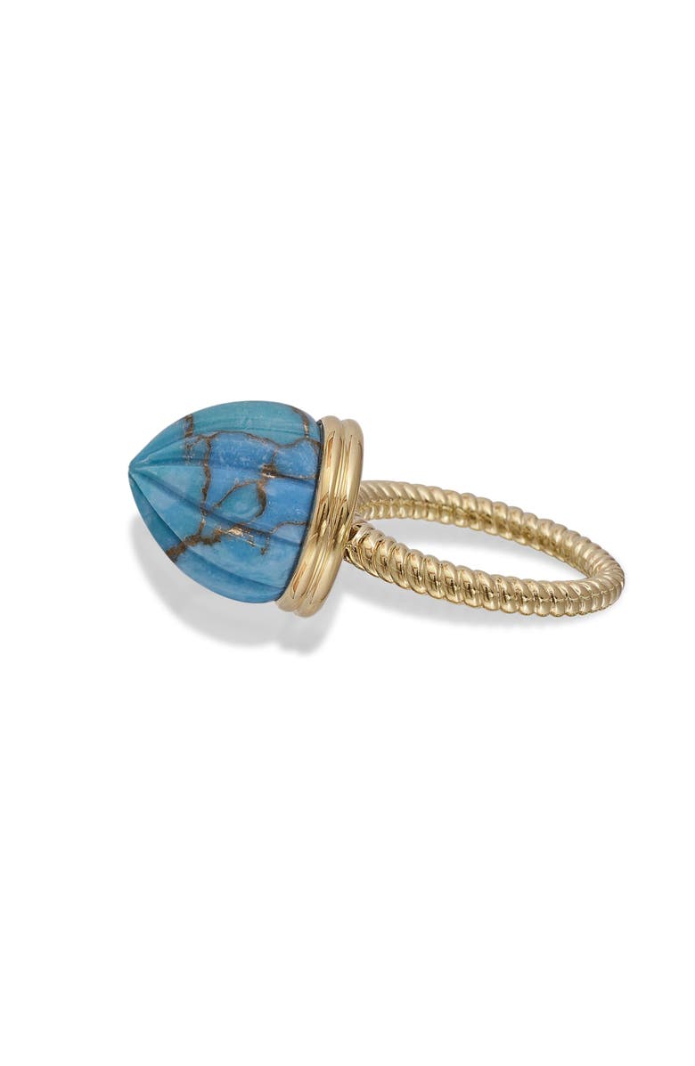 LuvMyJewelry Summer Nights Gold Plated Silver Turquoise Gemstone Single stone Ring Pendant, Alternate, color, 