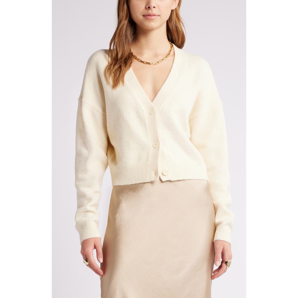 Open Edit Crop Cardigan In White