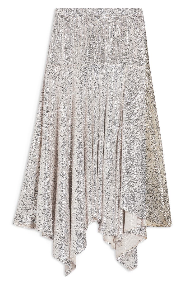 Topshop Sequin Handkerchief Skirt, Alternate, color, 