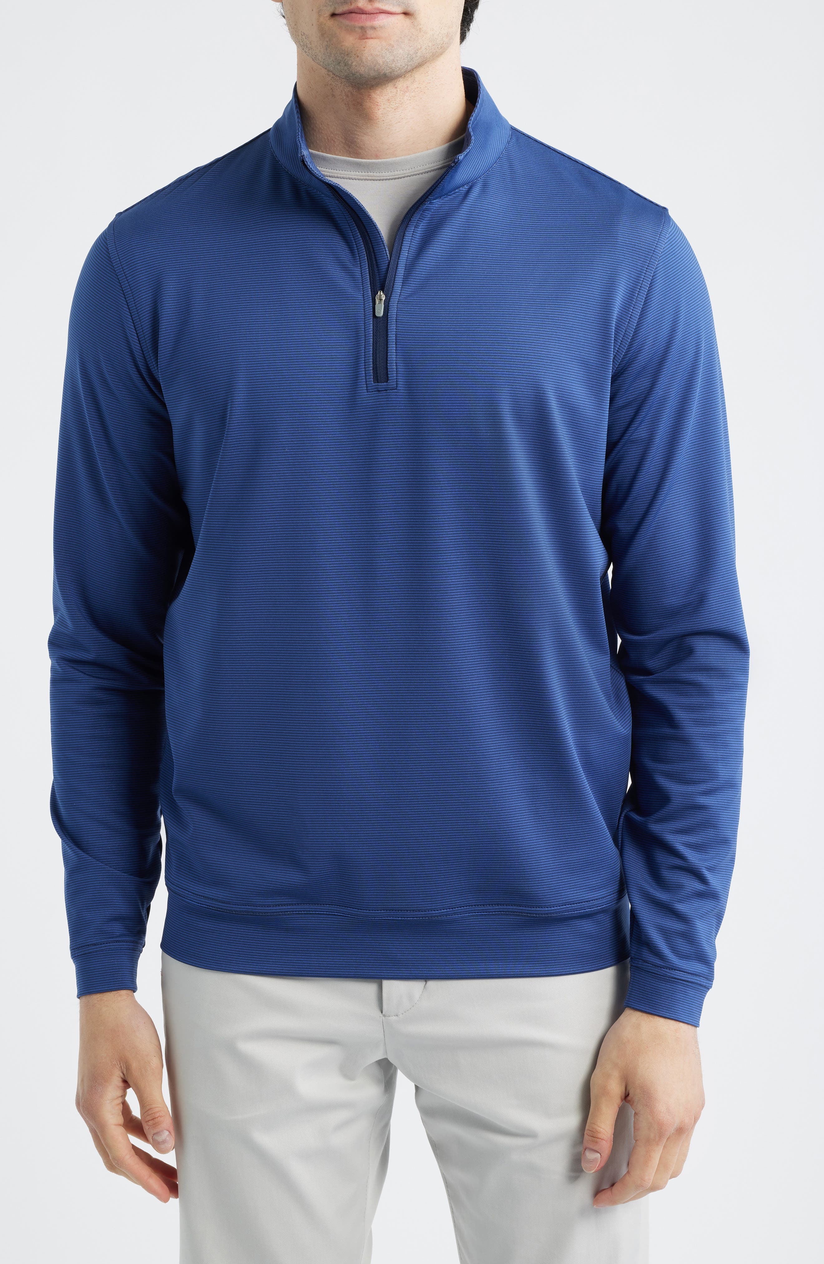 Perth Sugar Stripe Quarter Zip Performance Pullover