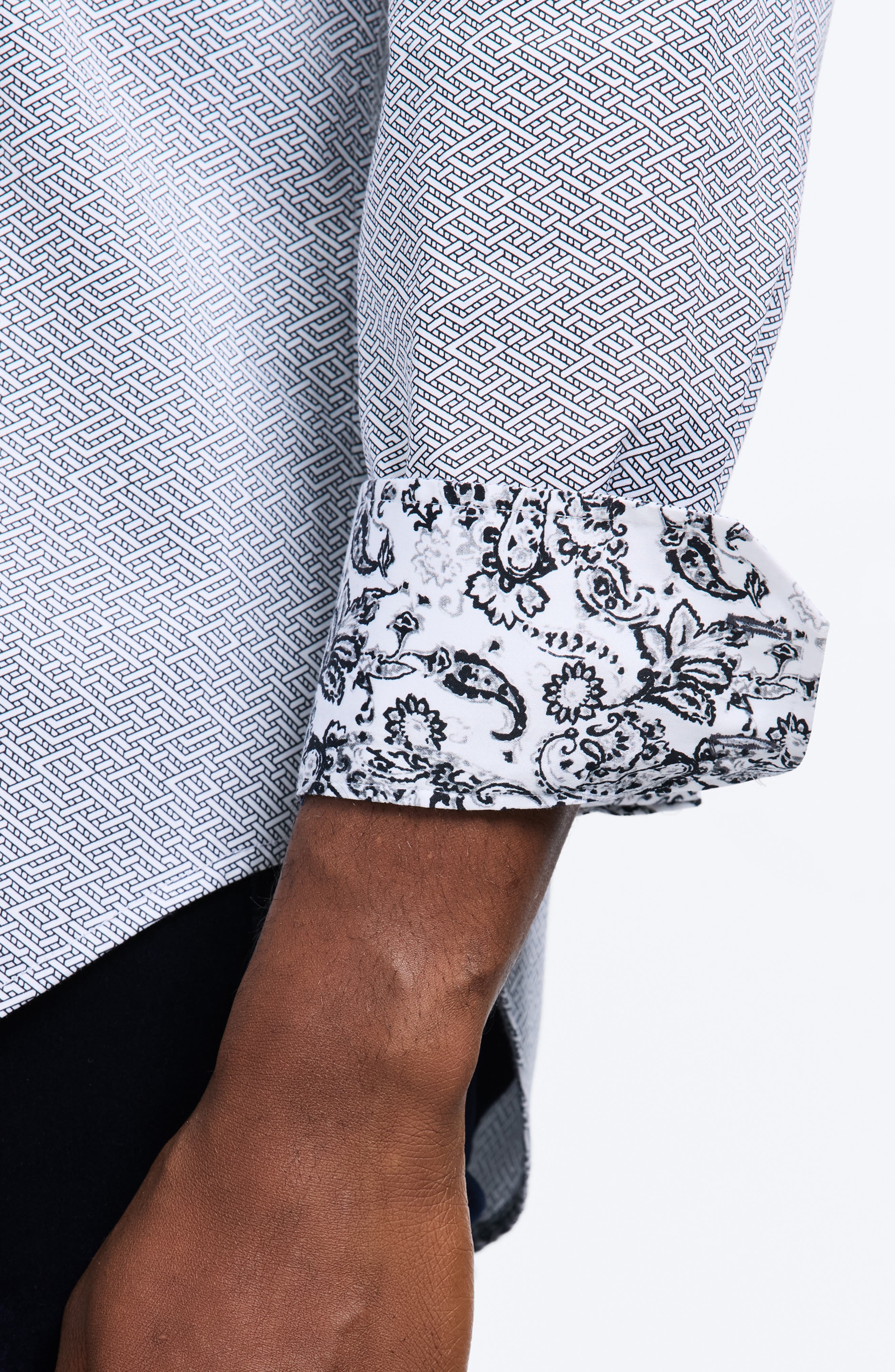 Cheslyn Geometric Print Stretch Cotton Button-Up Shirt - image 2