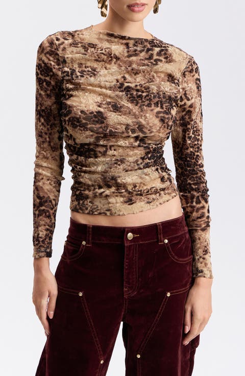 Burnout Cheetah Funnel Neck Top